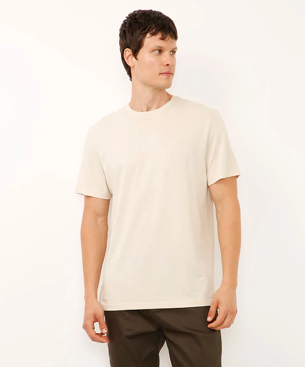 Camiseta De Algodo Pima Manga Curta Bege